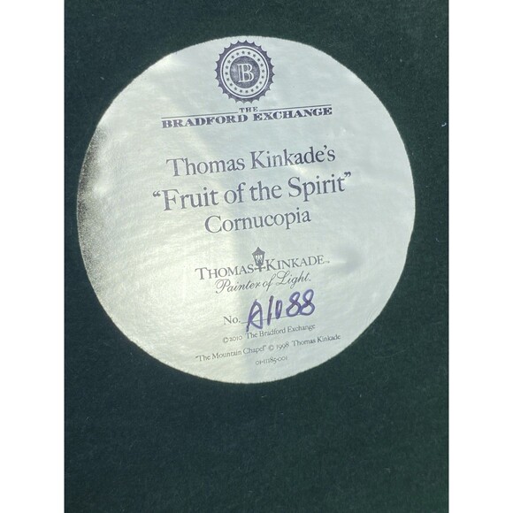 VTG Bradford Exchange Thomas Kinkade’s Fruit of the Spirit Cornucopia WITH COA - Picture 11 of 11